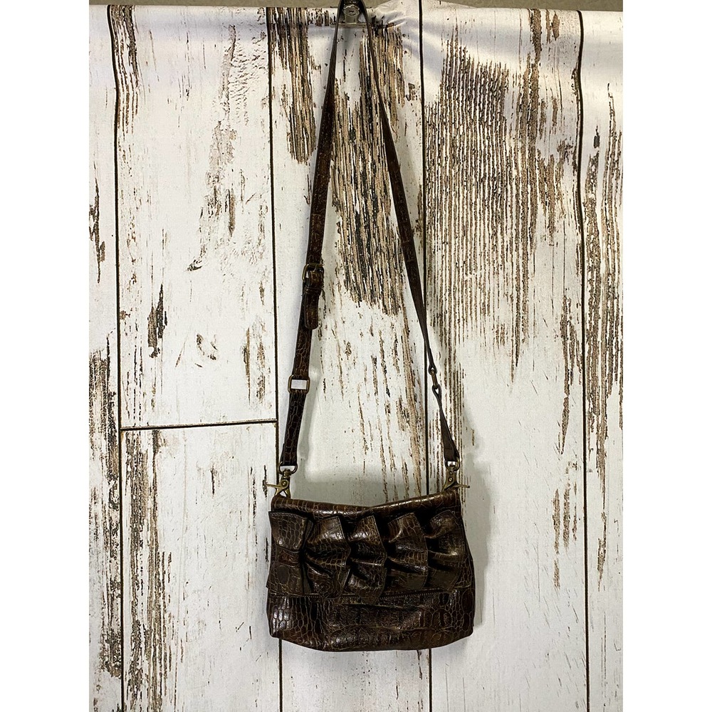 Jessica Simpson Brown Faux Crocodile Print Purse